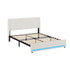 Oikiture Double LED Bed Frame Padded Headboard USB-C Charging Corduroy Beige