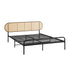 Bed Frame Double Metal Base Rattan Headboard