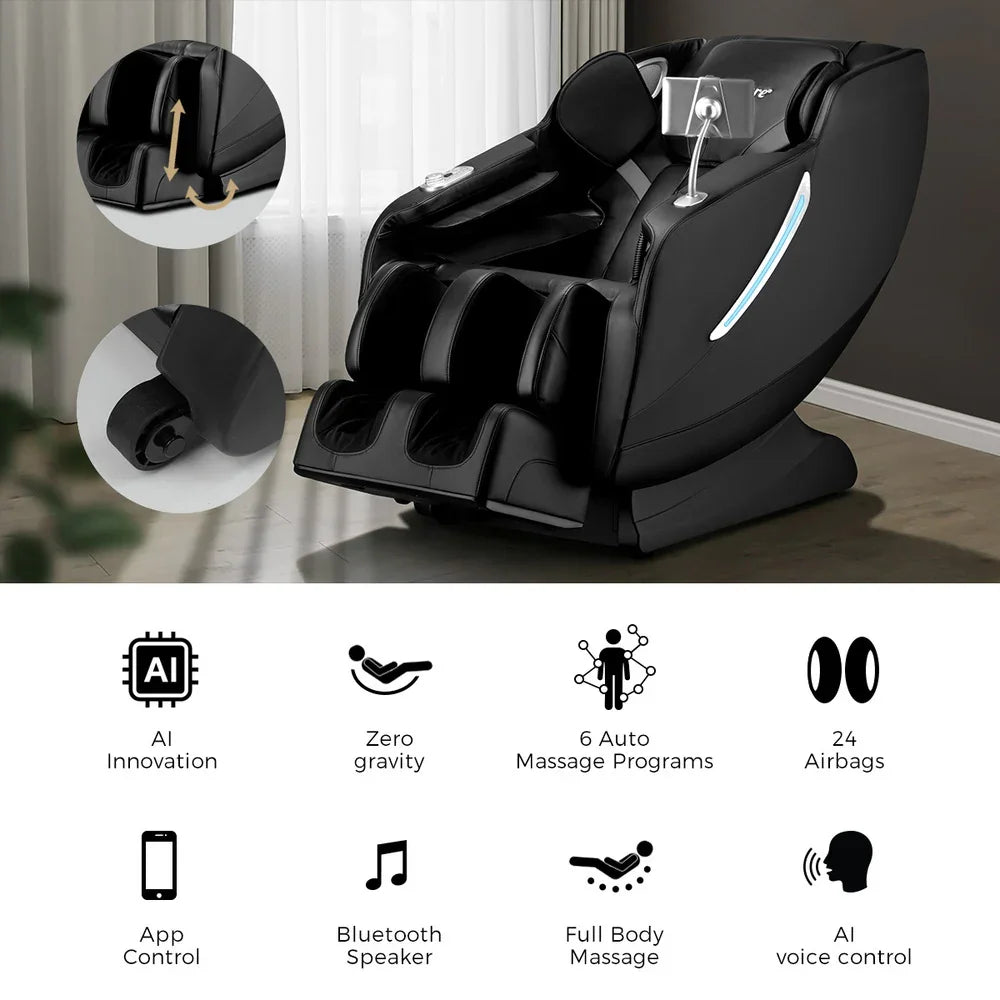 Electric Massage Chair Full Body Zero Gravity Heating Black