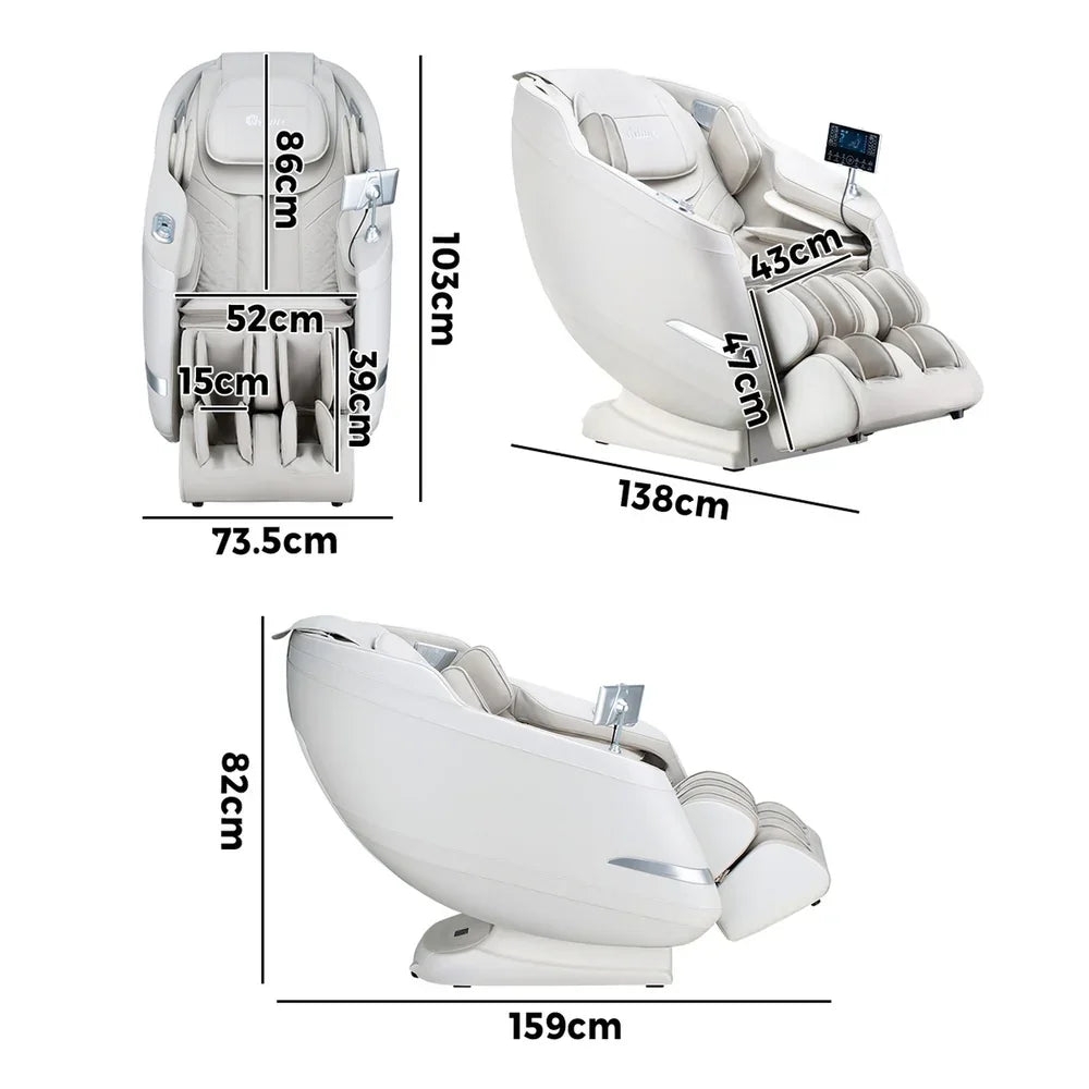 4D Massage Chair Electric Recliner SL Track Heated Beige