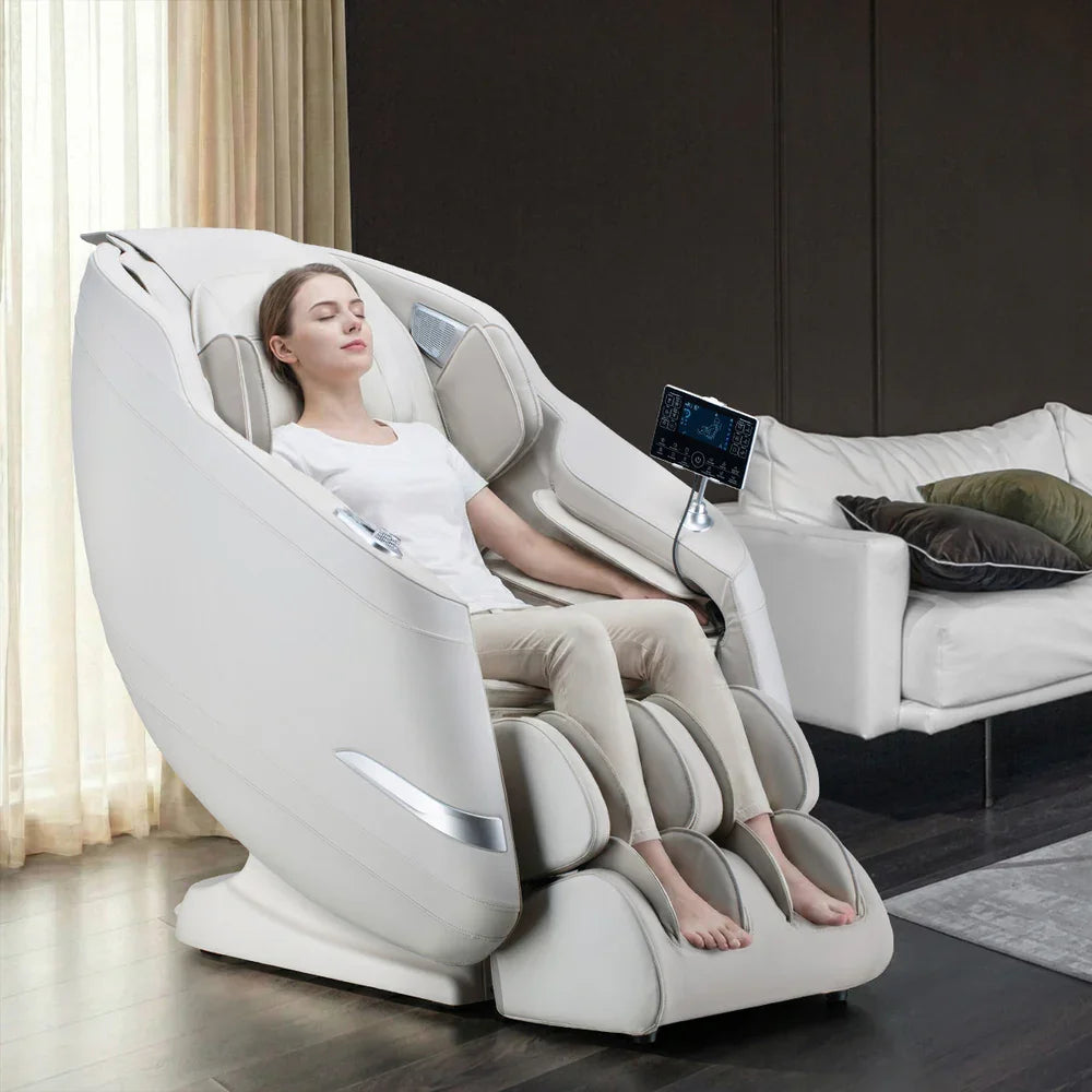 4D Massage Chair Electric Recliner SL Track Heated Beige