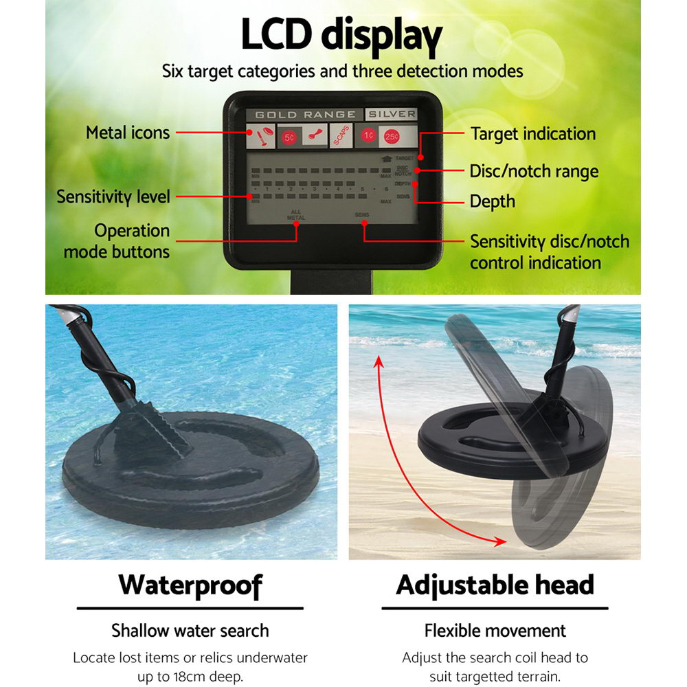 Metal Detector 180MM Deep Sensitive Water Resistant Treasure Hunter Gold Digger