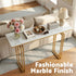 Console Table Hallway Entryway Table Marble Effect 110CM White & Gold