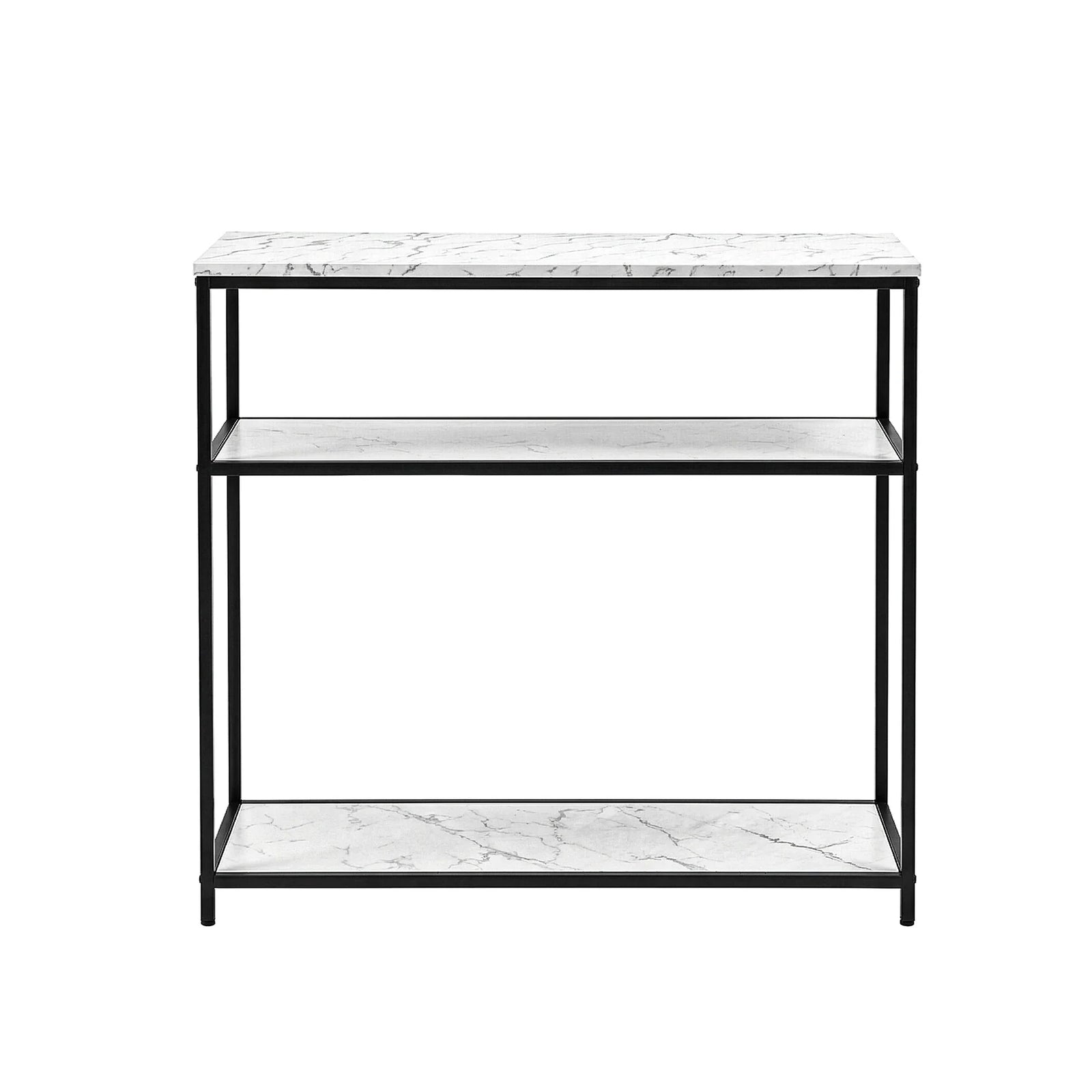 Console Table Marble Effect 3-Tier Sofa Entryway Side Table 90CM White