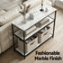 Console Table Marble Effect 3-Tier Sofa Entryway Side Table 90CM White