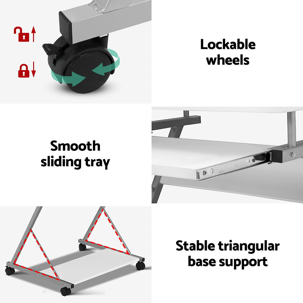 Artiss Computer Desk Keyboard Tray Shelf White 60CM