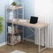 Artiss Metal Computer Desk with Shelves White Oak 4 Tier Storage Study Desk