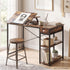 Artiss Computer Desk Drafting Drawing Table Tiltable Top Rustic Brown 108cm