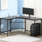 Artiss 147cm L-Shaped Computer Desk Corner Office Desk with CPU Stand Black