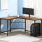 Artiss 147cm L-Shaped Computer Desk Corner Office Desk with CPU Stand Brown