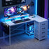 140cm Gaming Computer Desk with RGB LED, Power Station & Storage Drawers