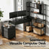 200cm Gaming Computer Desk with RGB LED, Power Station & Storage Drawers Black