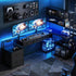 200cm Gaming Computer Desk with RGB LED, Power Station & Storage Drawers Black