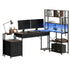 200cm Gaming Computer Desk with RGB LED, Power Station & Storage Drawers Brown
