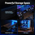200cm Gaming Computer Desk with RGB LED, Power Station & Storage Drawers Brown