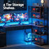 200cm Gaming Computer Desk with RGB LED, Power Station & Storage Drawers Brown