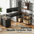 200cm Gaming Computer Desk with RGB LED, Power Station & Storage Drawers Brown
