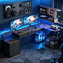 200cm Gaming Computer Desk with RGB LED, Power Station & Storage Drawers Brown