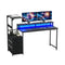 145cm Gaming Computer Desk with RGB LED, Power Station & Storage Drawers Black