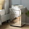 Mirrored Bedside Table 3 Drawer Silver Nightstand Crystal Handles
