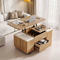 Fittro 3-in-1 Lift Top Coffee Table with 4 Chairs, Dining Table Work Desk Built-in Storage, Hydraulic Swivel, Lockable Castors, Space-Saving for Living Rooms & Flats, Apartments