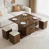 Fittro 3-in-1 Lift Top Coffee Table with 4 Storage Chairs Dining Desk Walnut
