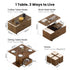 Fittro 3-in-1 Lift Top Coffee Table with 4 Storage Chairs Dining Desk Walnut