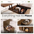Fittro 3-in-1 Lift Top Coffee Table with 4 Storage Chairs Dining Desk Walnut