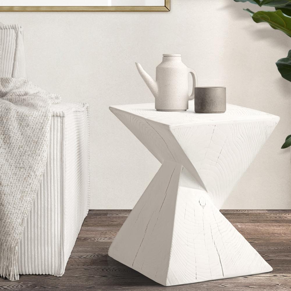 Side Table Terrazzo Concrete White