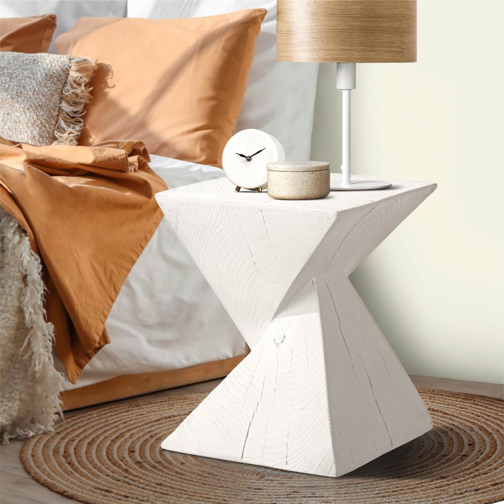 Side Table Terrazzo Concrete White