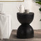 Oikiture Concrete Side Table Stool Magnesium Cement Black Outdoor Indoor