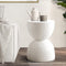 Oikiture Terrazzo Side Table Stool Hourglass Concrete Stand 42cm White