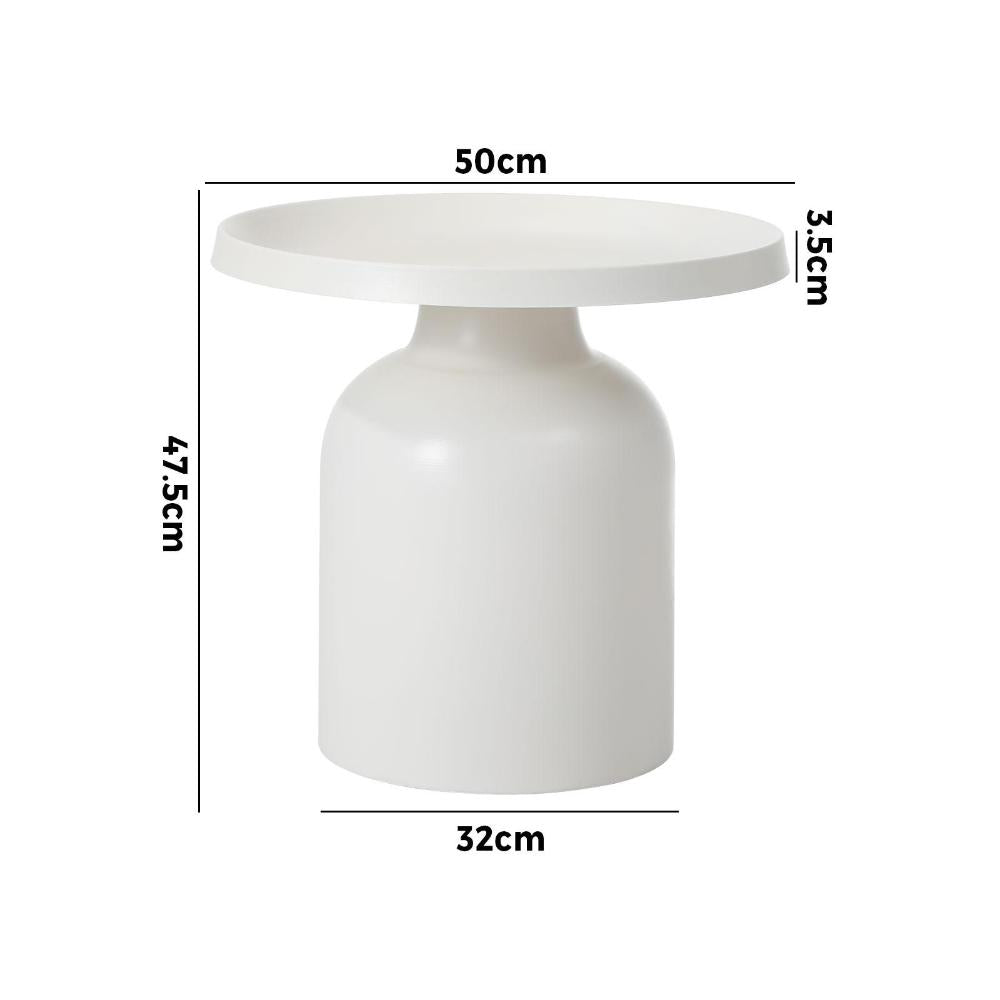 Side Table Metal Round White
