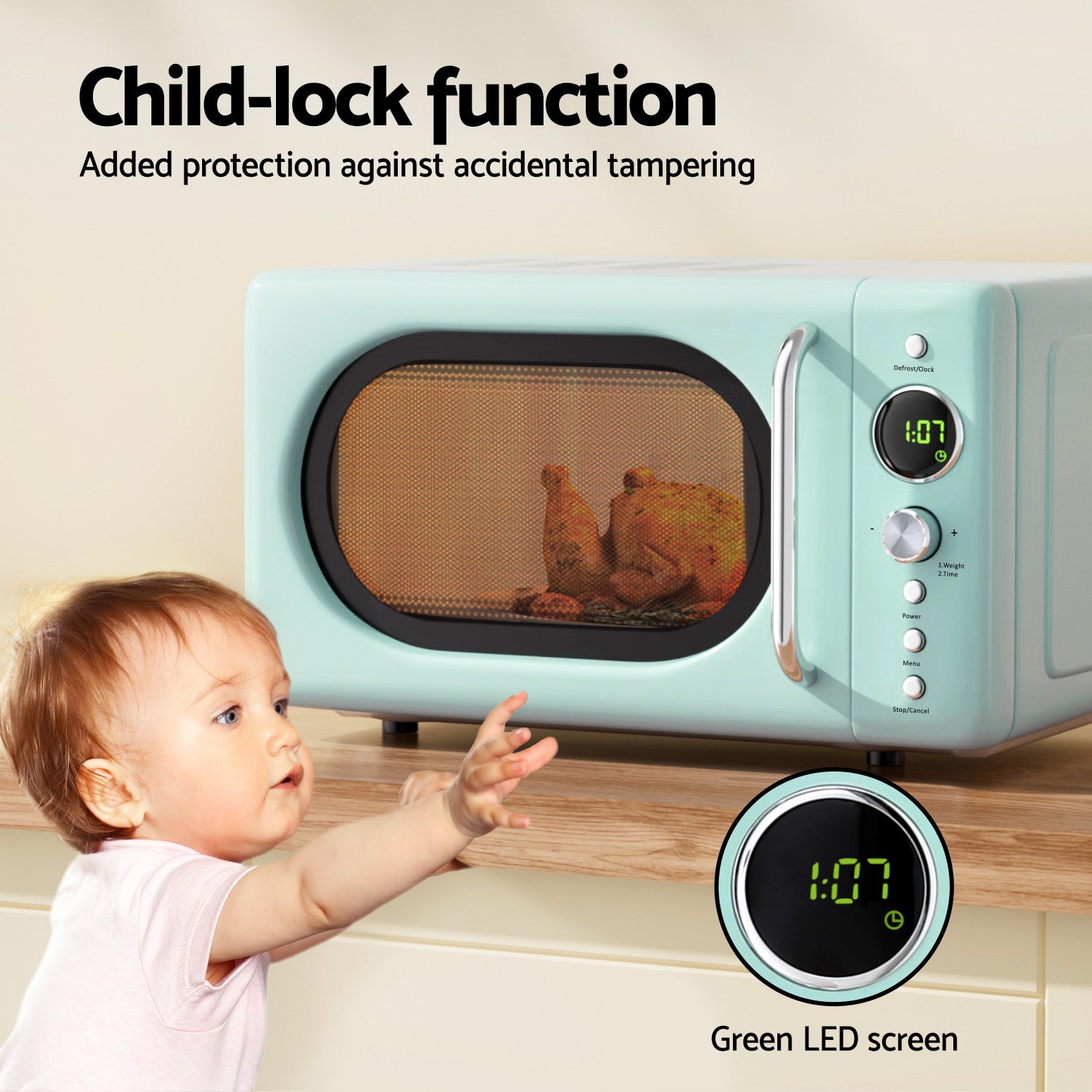 20L Microwave Oven 700W Green