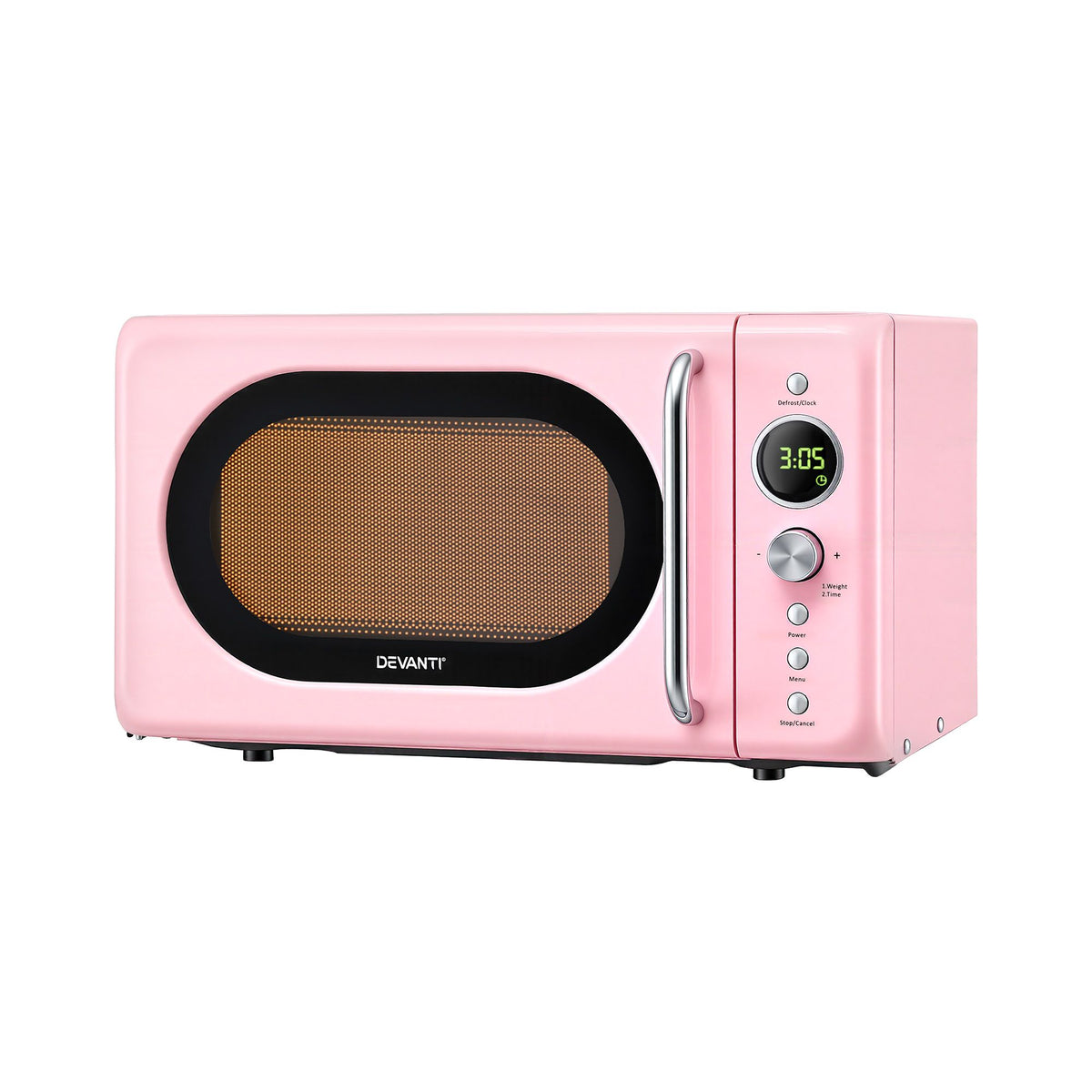 Devanti 20L Microwave Oven 700W Digital 8 Auto Menus Defrost Pink