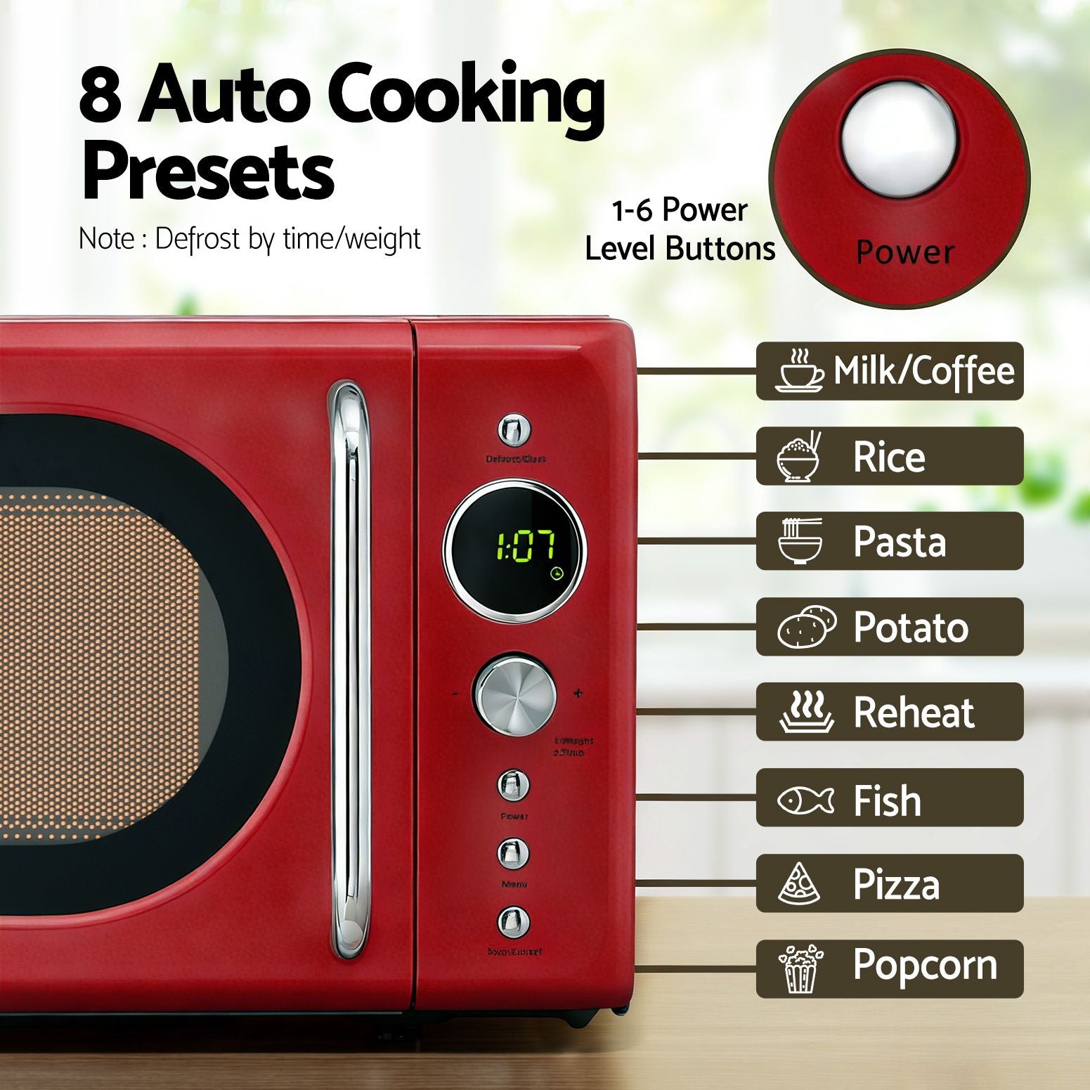 20L Microwave Oven 700W Red
