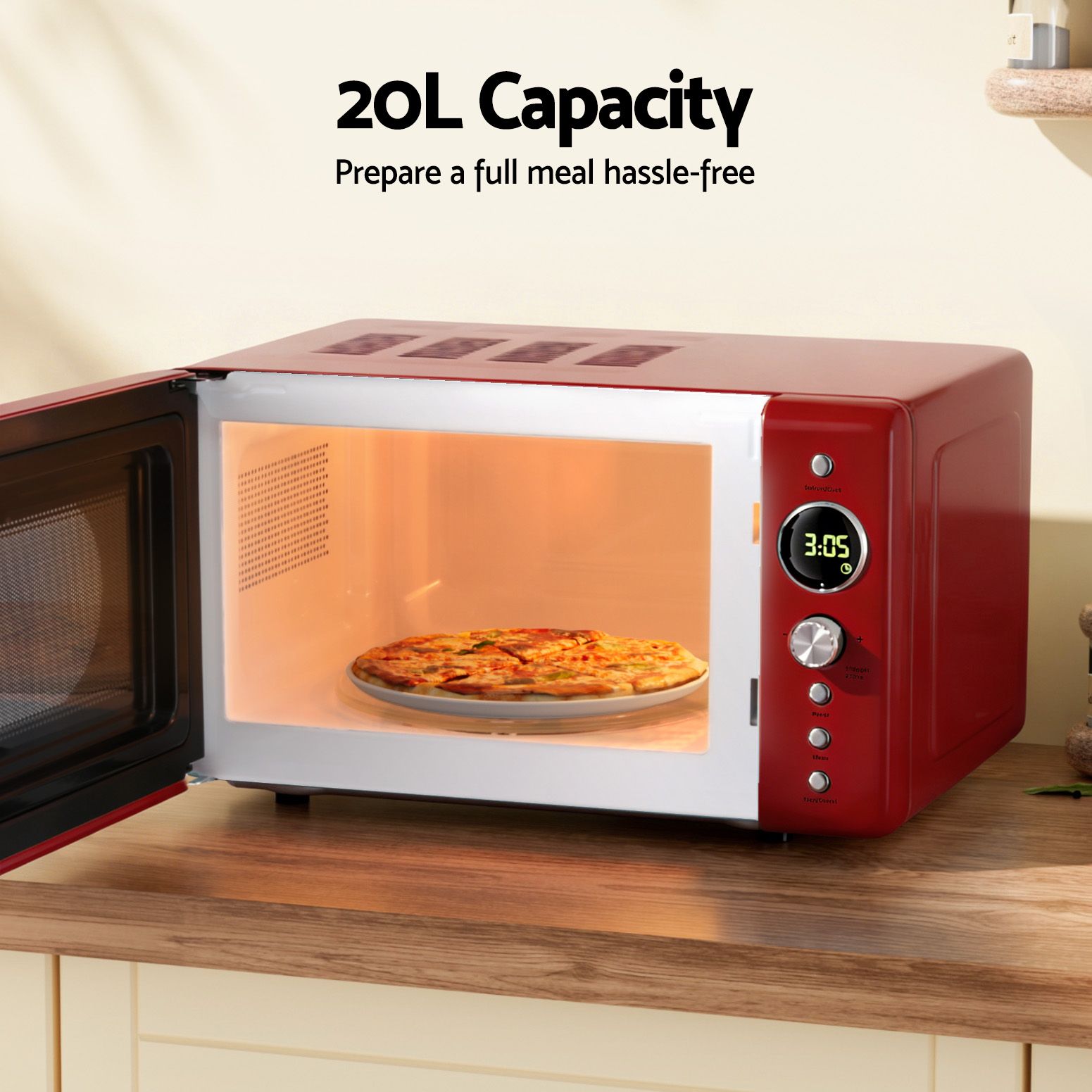 20L Microwave Oven 700W Red