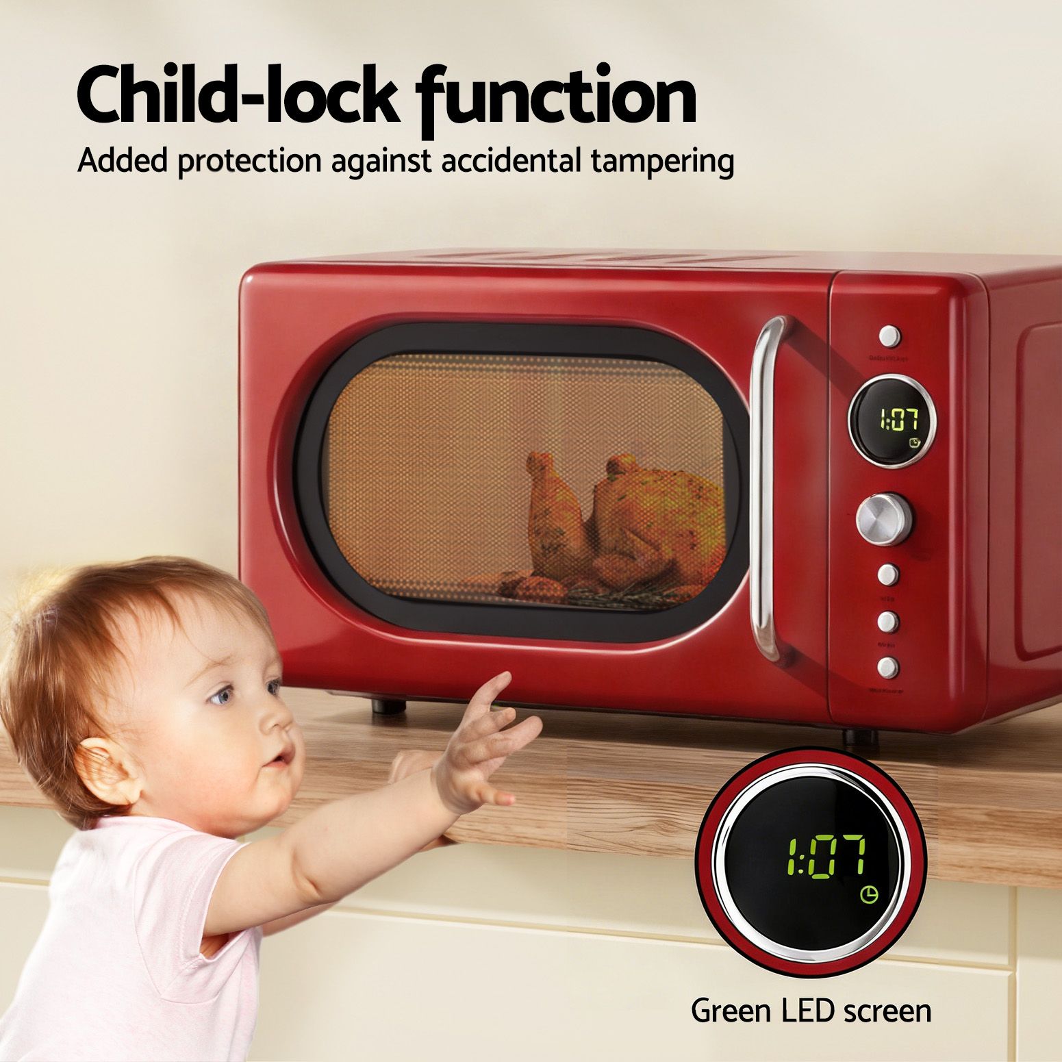 20L Microwave Oven 700W Red