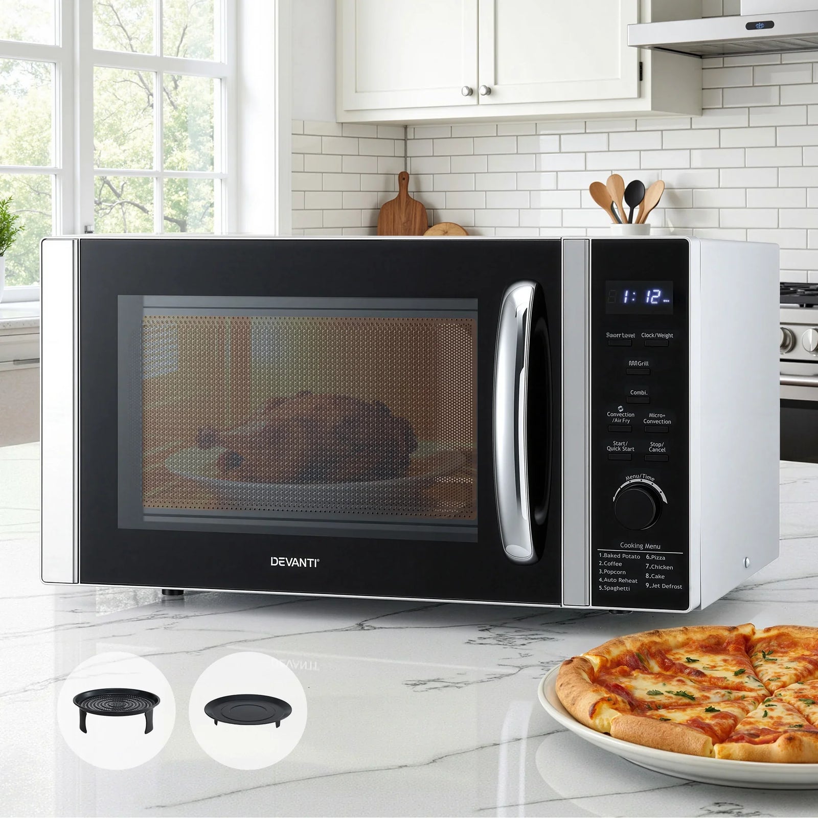 30L Microwave Oven 4-IN-1 Air Fryer Convection Grill