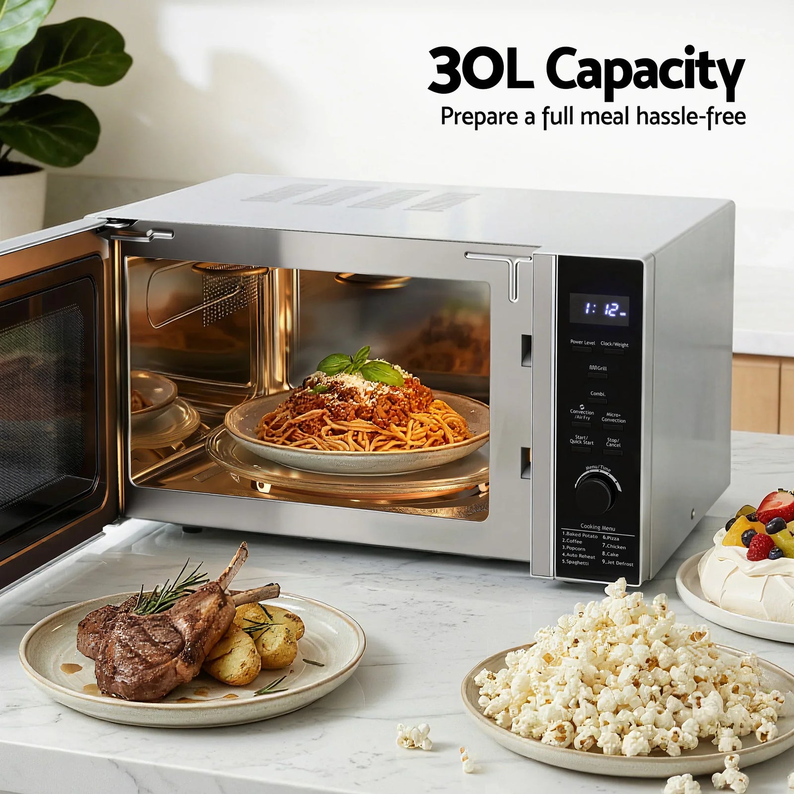 30L Microwave Oven 4-IN-1 Air Fryer Convection Grill