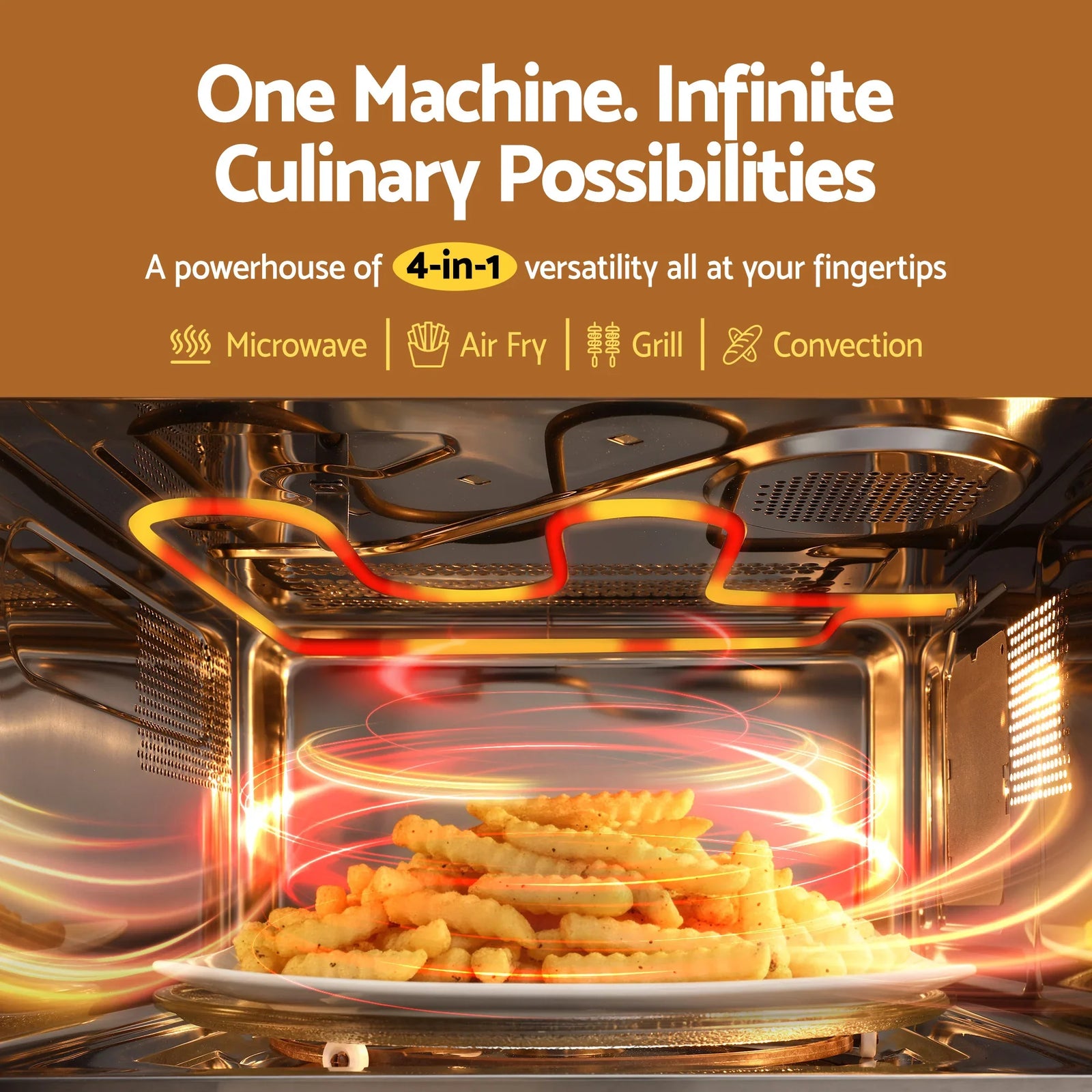 30L Microwave Oven 4-IN-1 Air Fryer Convection Grill