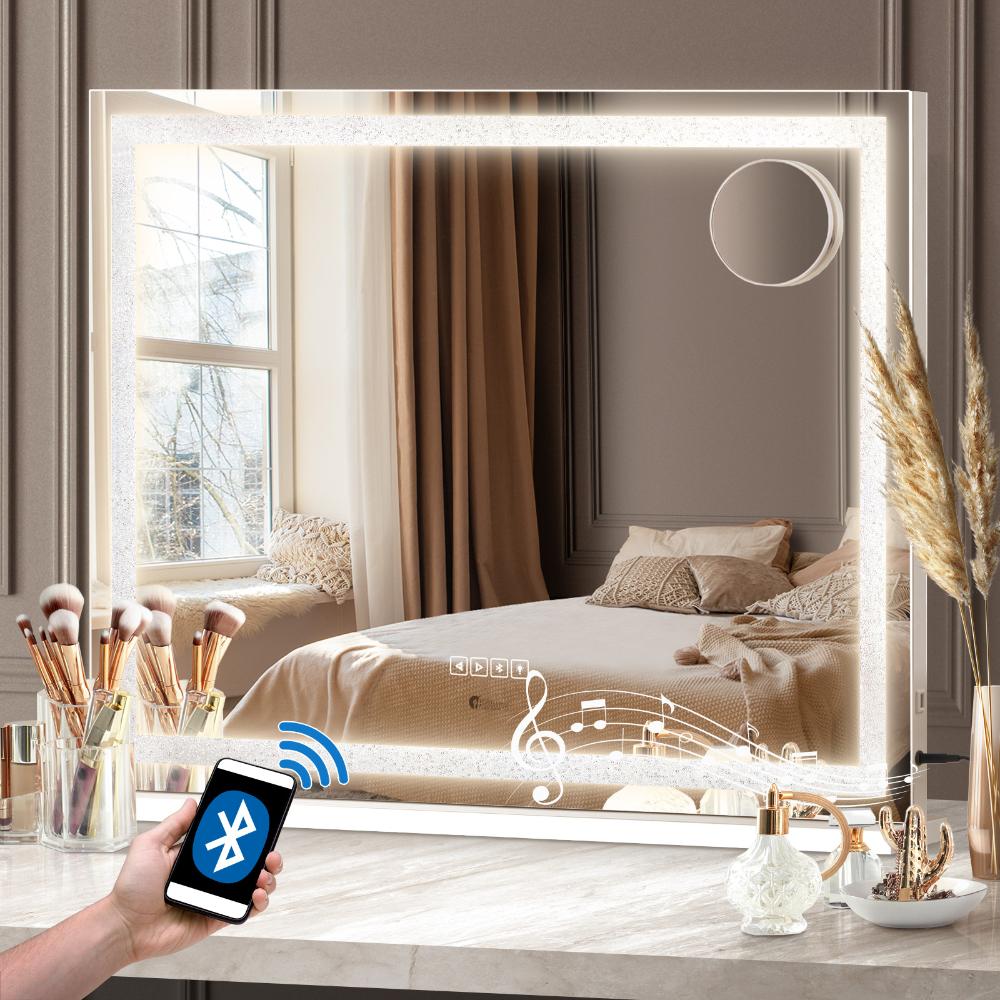 Bluetooth Makeup Mirror Crystal LED 80x62cm
