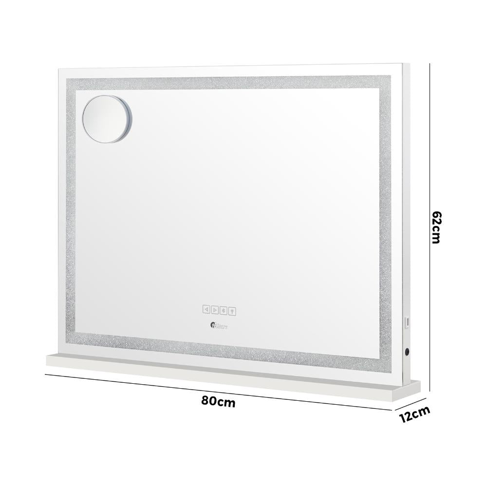 Bluetooth Makeup Mirror Crystal LED 80x62cm