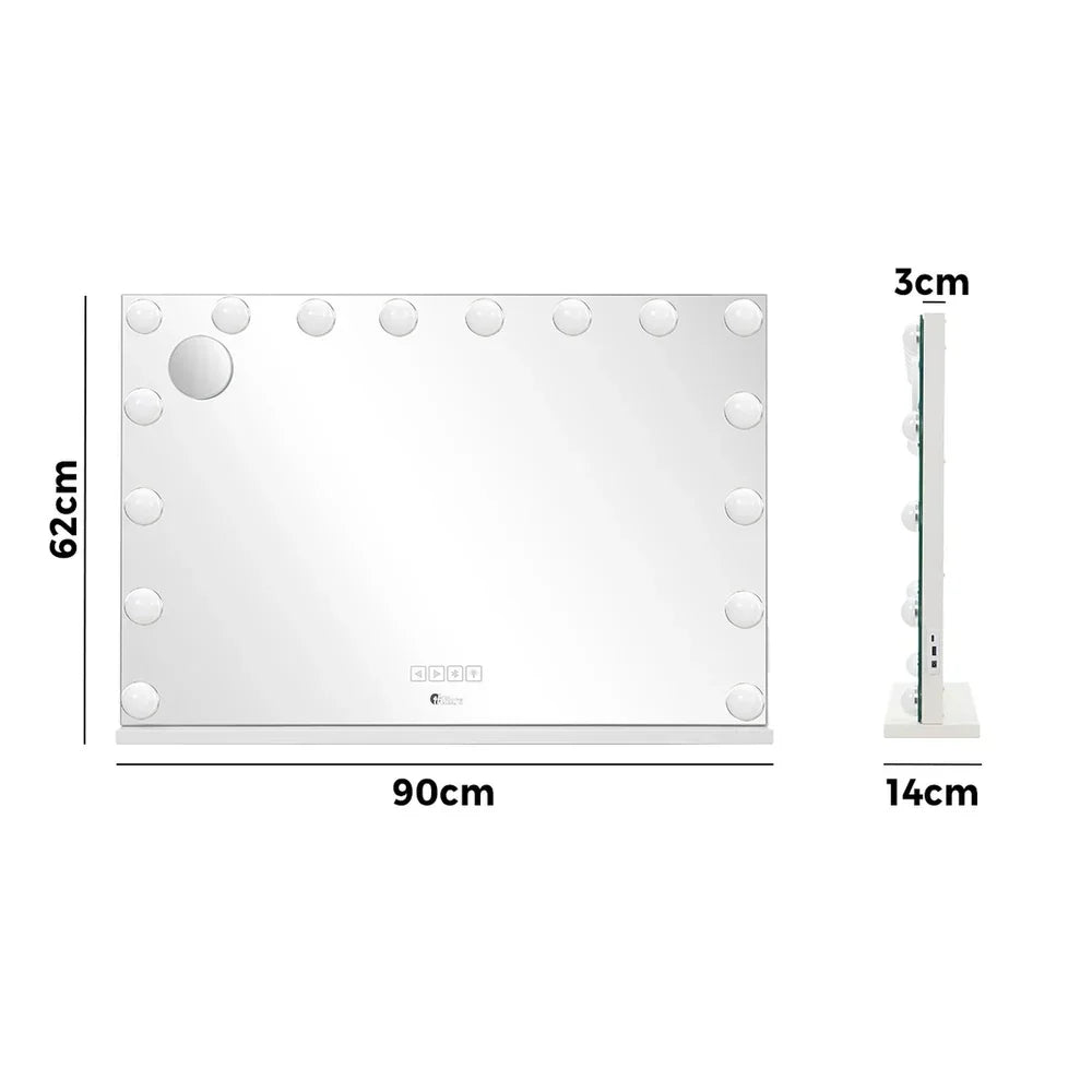 Bluetooth Hollywood Makeup Mirror 16 LED Light 90x62cm