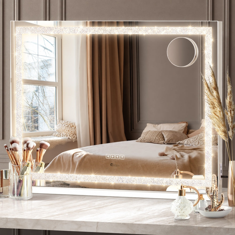 Oikiture Bluetooth Hollywood LED Makeup Mirror 90x60cm Crystal