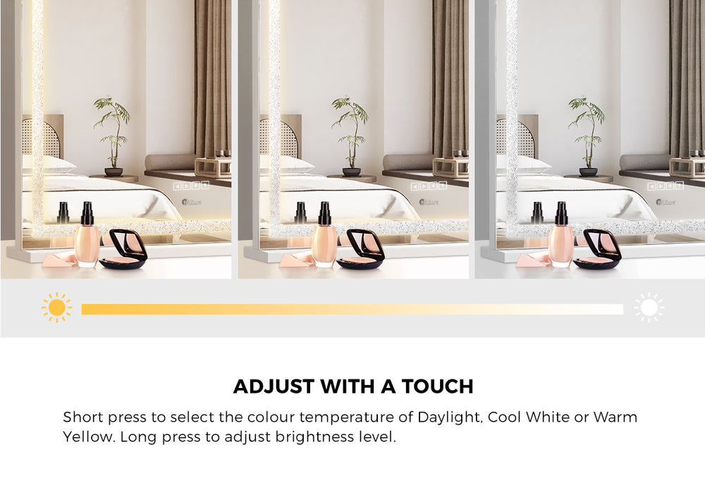 Oikiture Bluetooth Hollywood LED Makeup Mirror 90x60cm Crystal