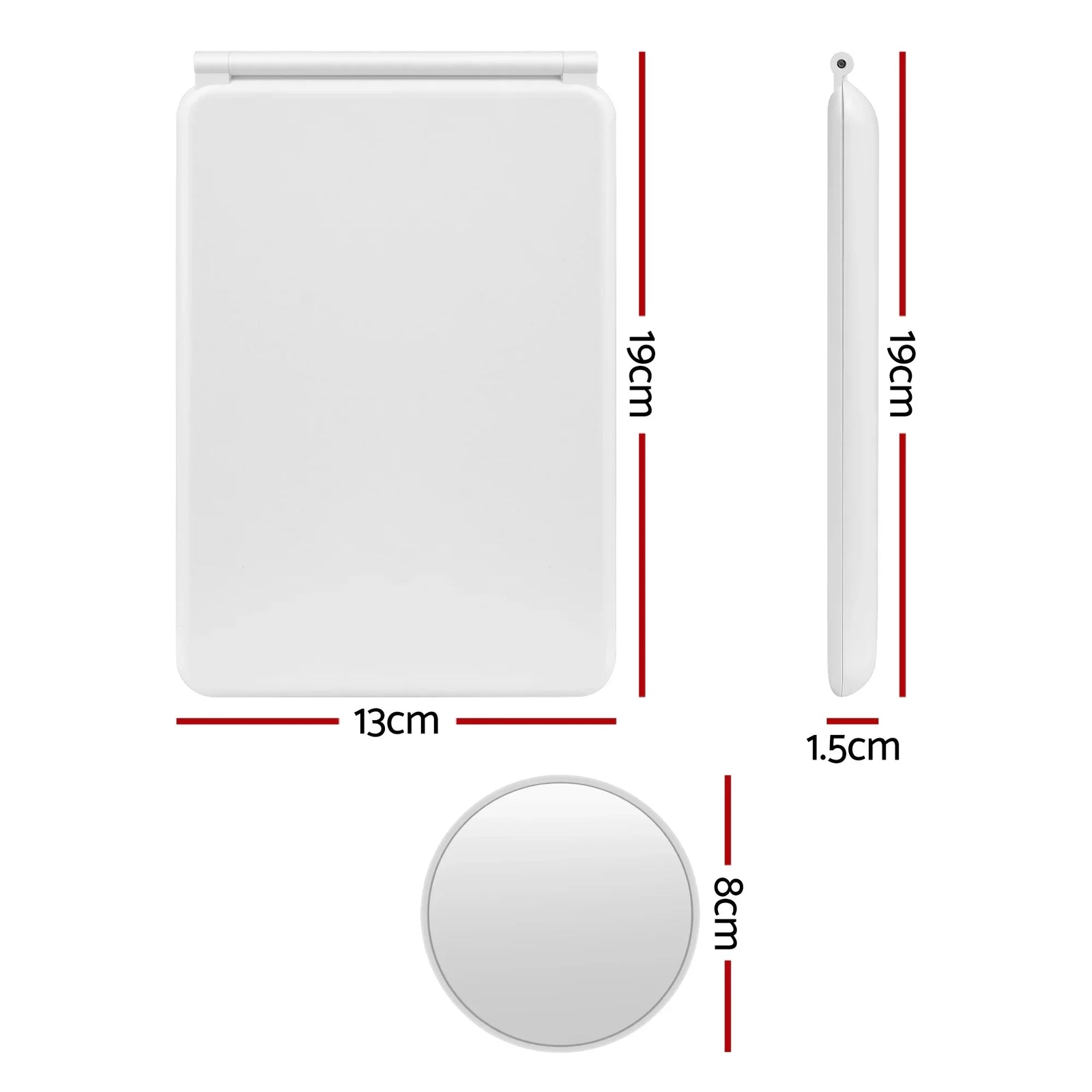 Portable Travel Makeup Mirror Rechargeable Makeup Mirror with Lights 10x Magnifier White
