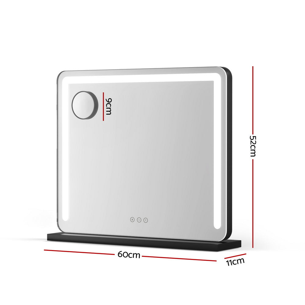 Makeup Mirror 60x50cm Hollywood Vanity with LED Light Tabletop Black