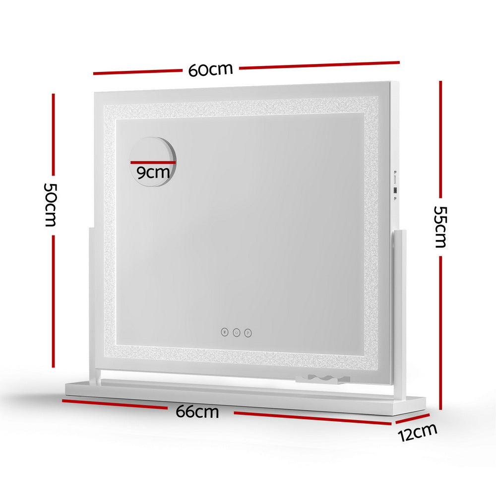 Makeup Mirror 60x50cm 360～ Rotatable Vanity Mirror with Lights Crystal LED