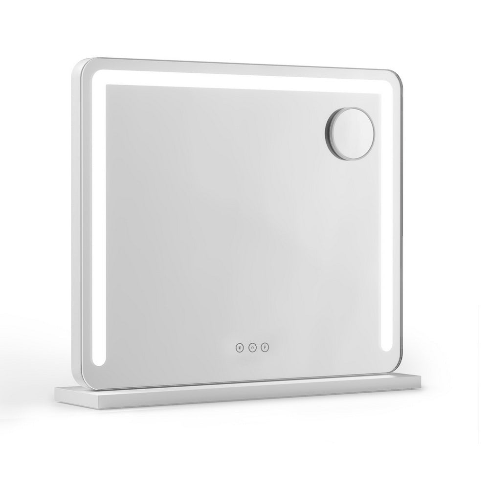 Makeup Mirror 60x50cm Hollywood Vanity with LED Light Tabletop White